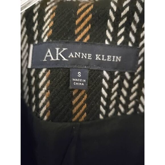 Anne Klein Women's Size Small Black/White/Brown Wool Blend Herringbone Design 3/ - Picture 5 of 7